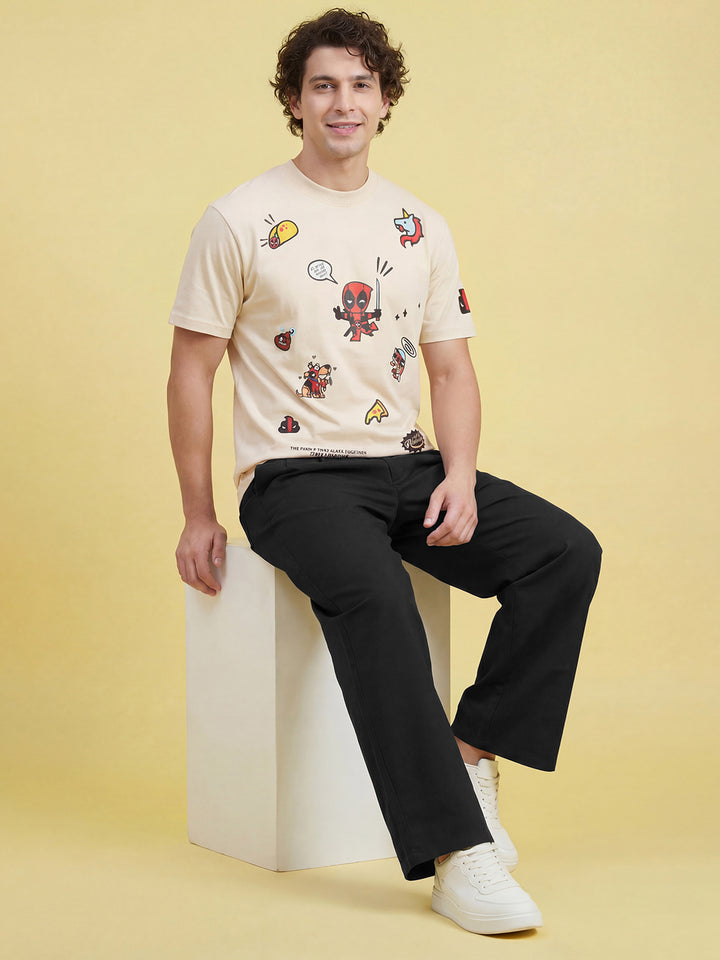 Black Regular Fit Mid Rise Men's Pure Cotton Chino Pant by Being Human Clothing