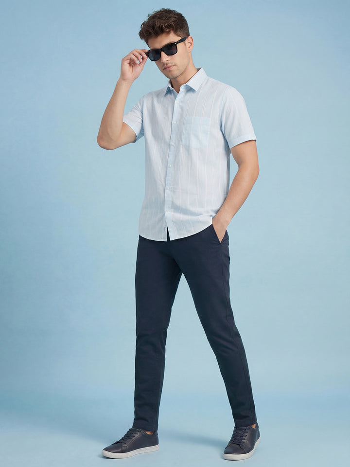 Navy Regular Fit Mid Rise Men's Chino Pant by Being Human Clothing