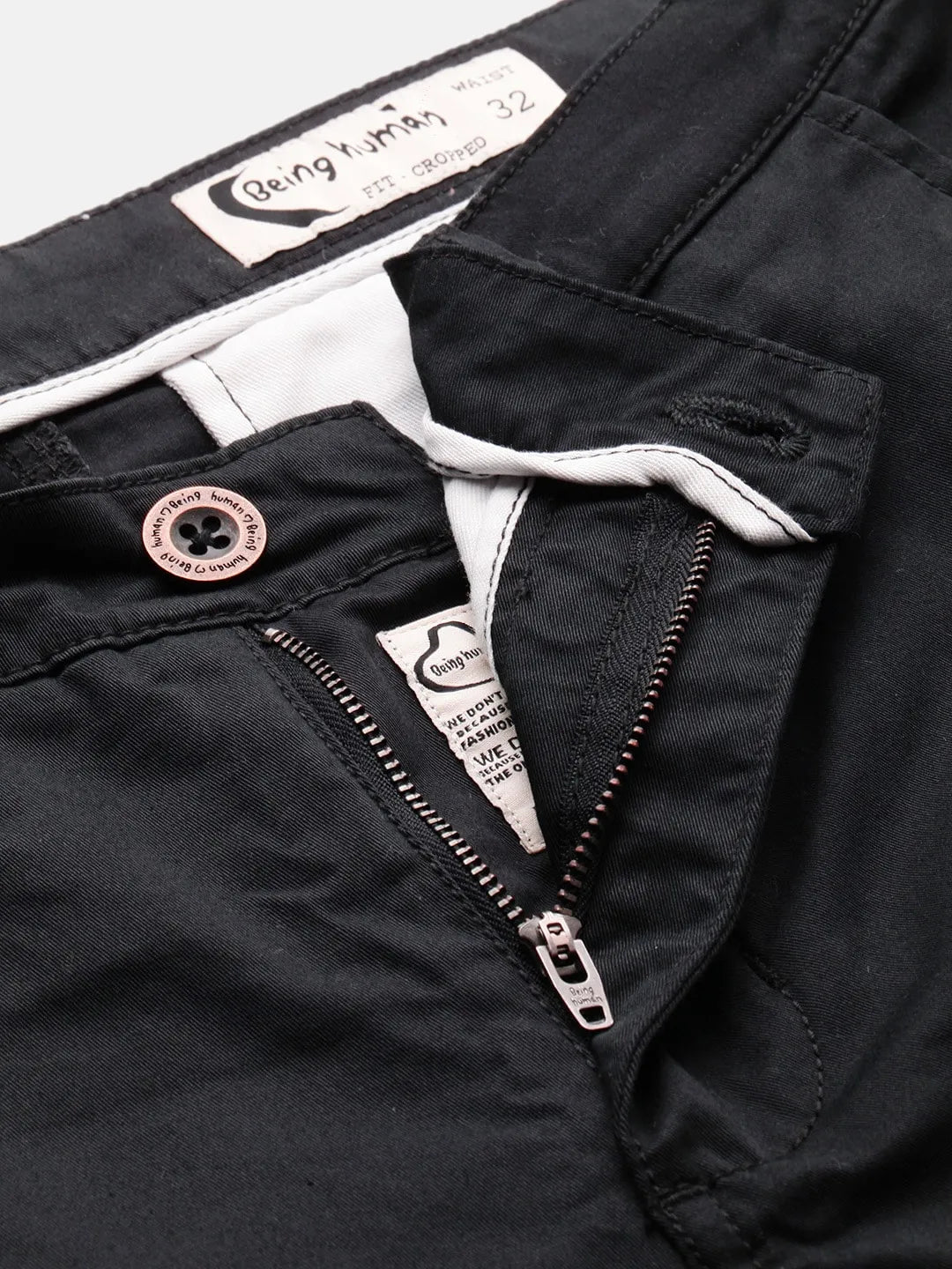 Black Regular Fit Men's Chinos by Being Human Clothing