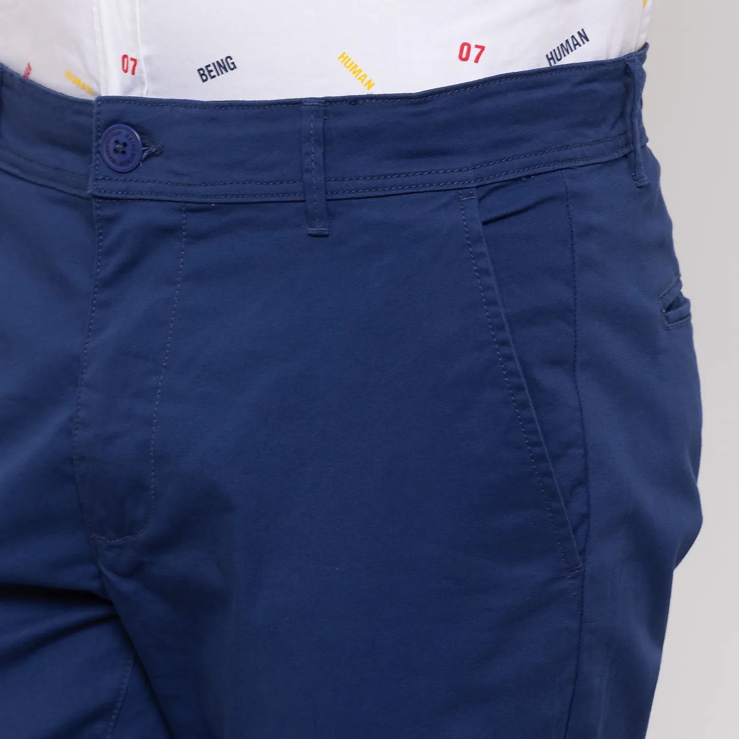 Blue Regular Fit  Men's Chinos by Being Human Clothing