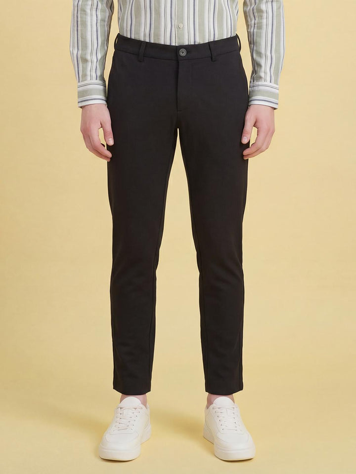 Black Slim Fit Men's Mid Rise Chinos
