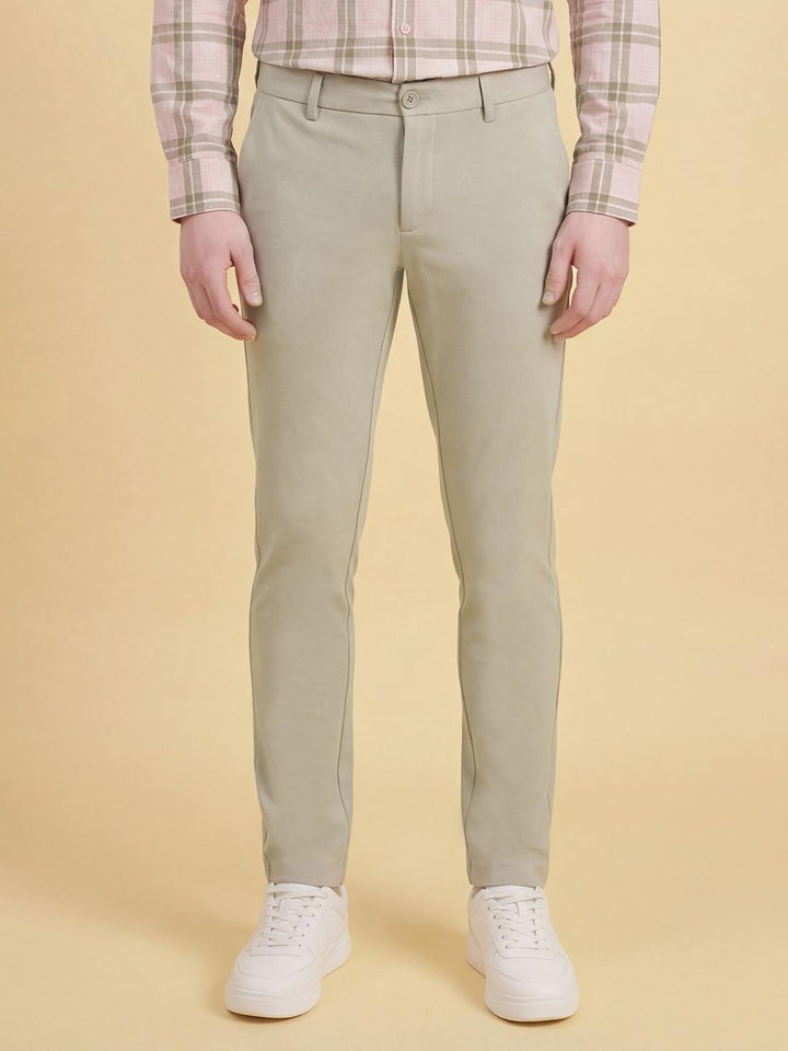 Khaki Slim Fit Men's Mid Rise Chinos