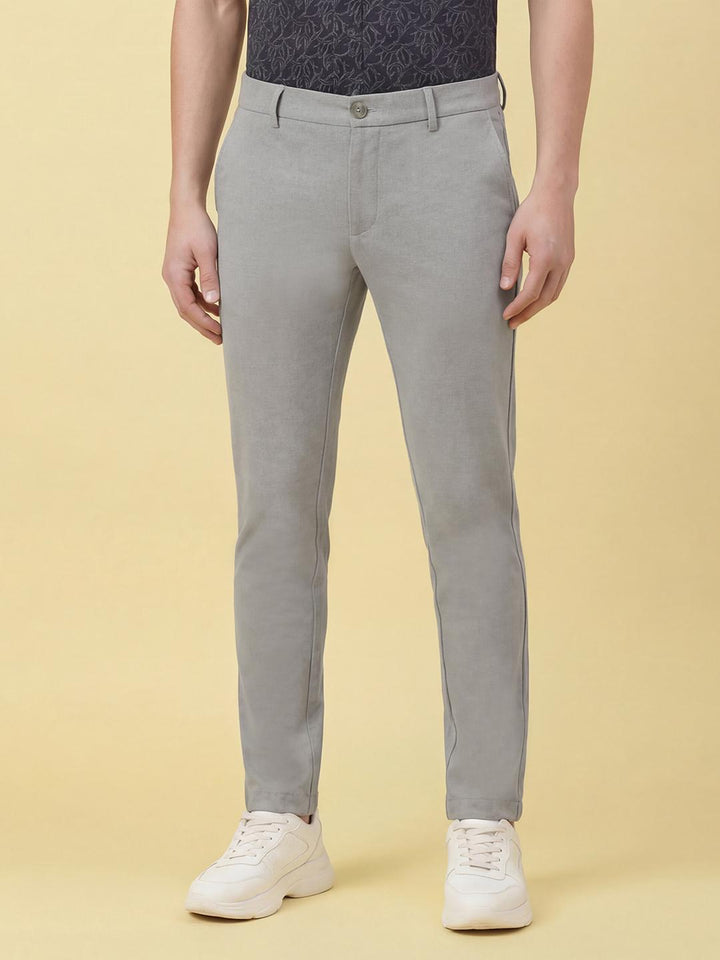 Grey Slim Fit Men's Mid Rise Chinos
