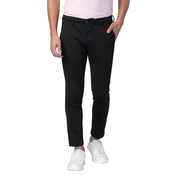 Black Cropped Fit Chinos For Men By Being Human Clothing