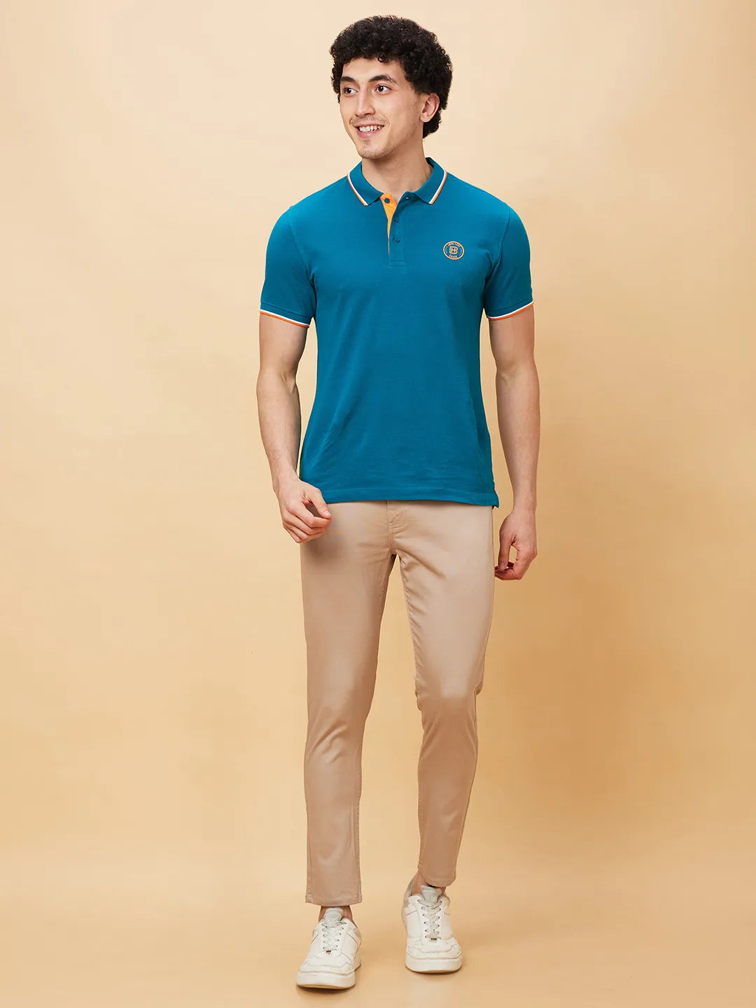 Beige Cropped Fit Men's Chinos by Being Human Clothing