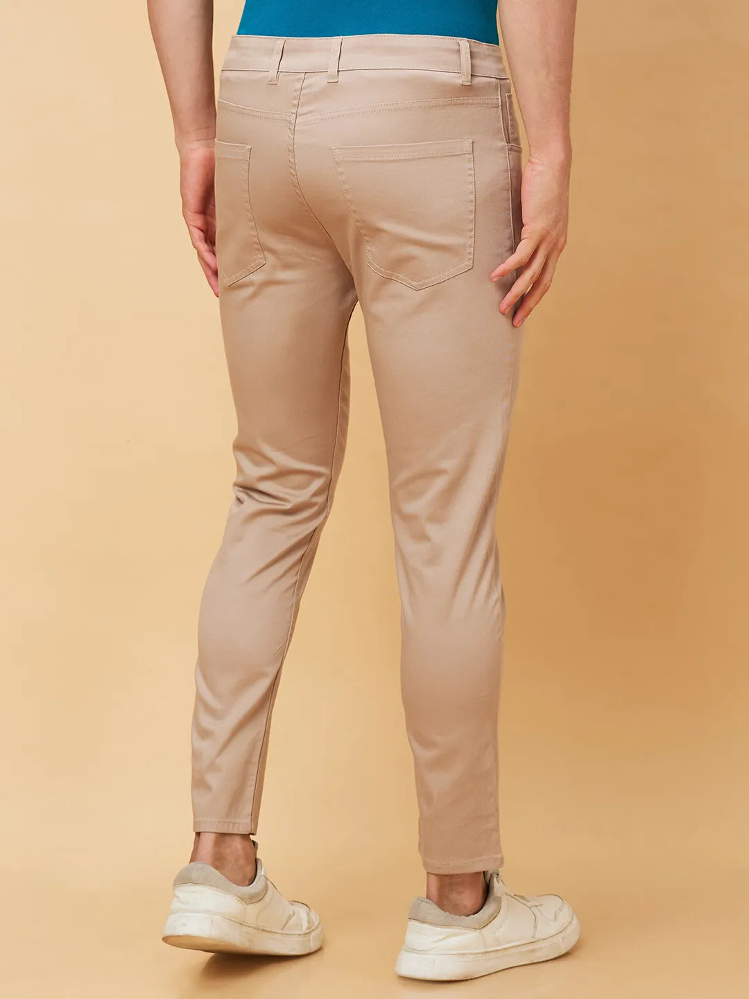 Beige Cropped Fit Men's Chinos by Being Human Clothing