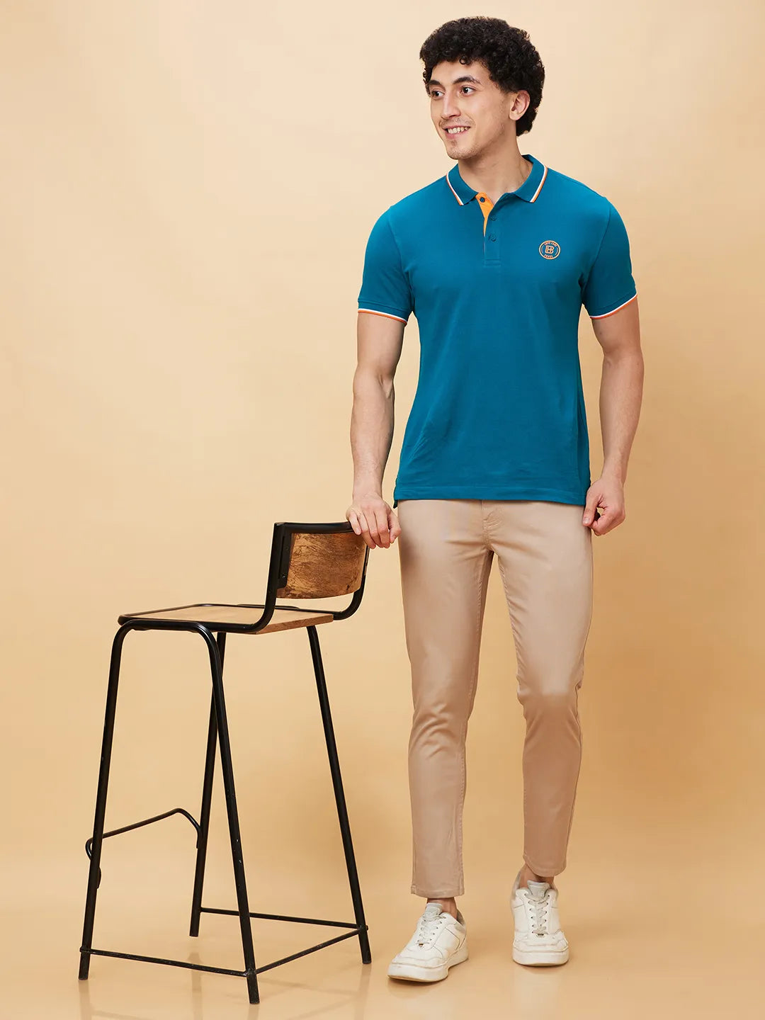 Beige Cropped Fit Men's Chinos by Being Human Clothing