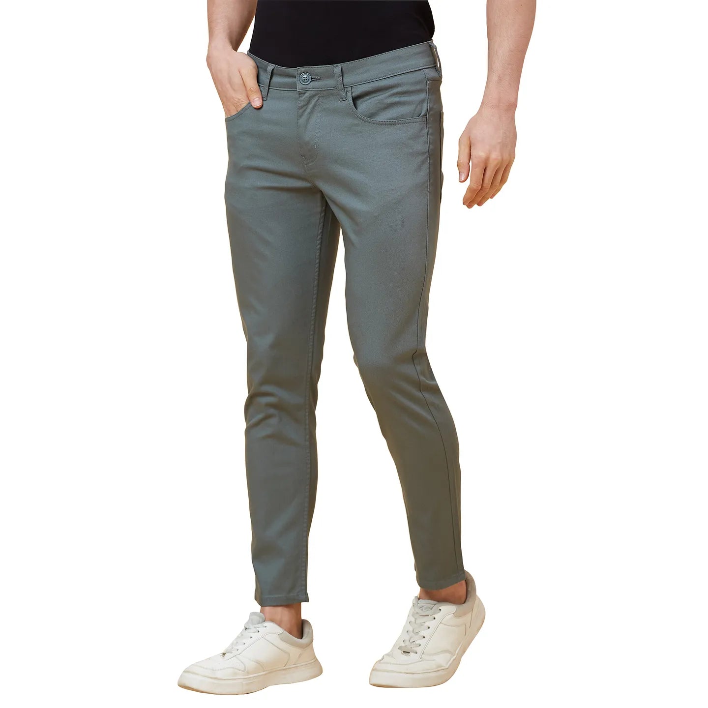 Being Human Clothing Men Cropped Fit Chino-Steel Grey
