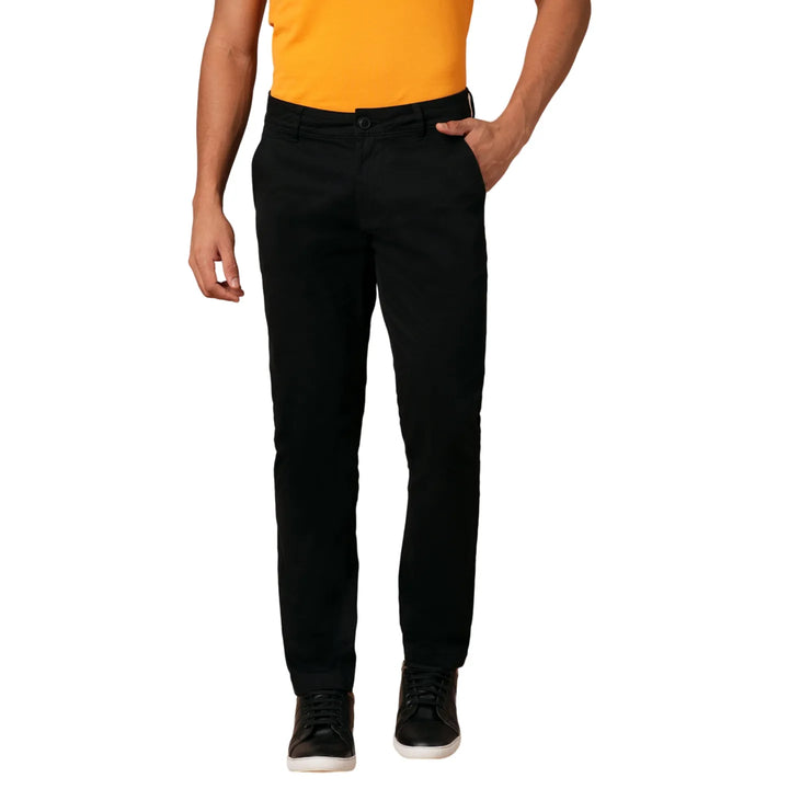 Black Slim Fit Chinos For Men By Being Human Clothing