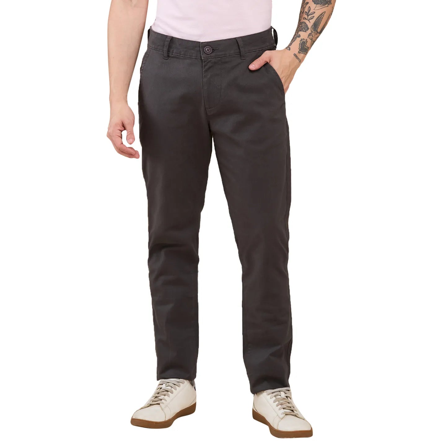 Grey Slim Fit Men's Chinos by Being Human Clothing
