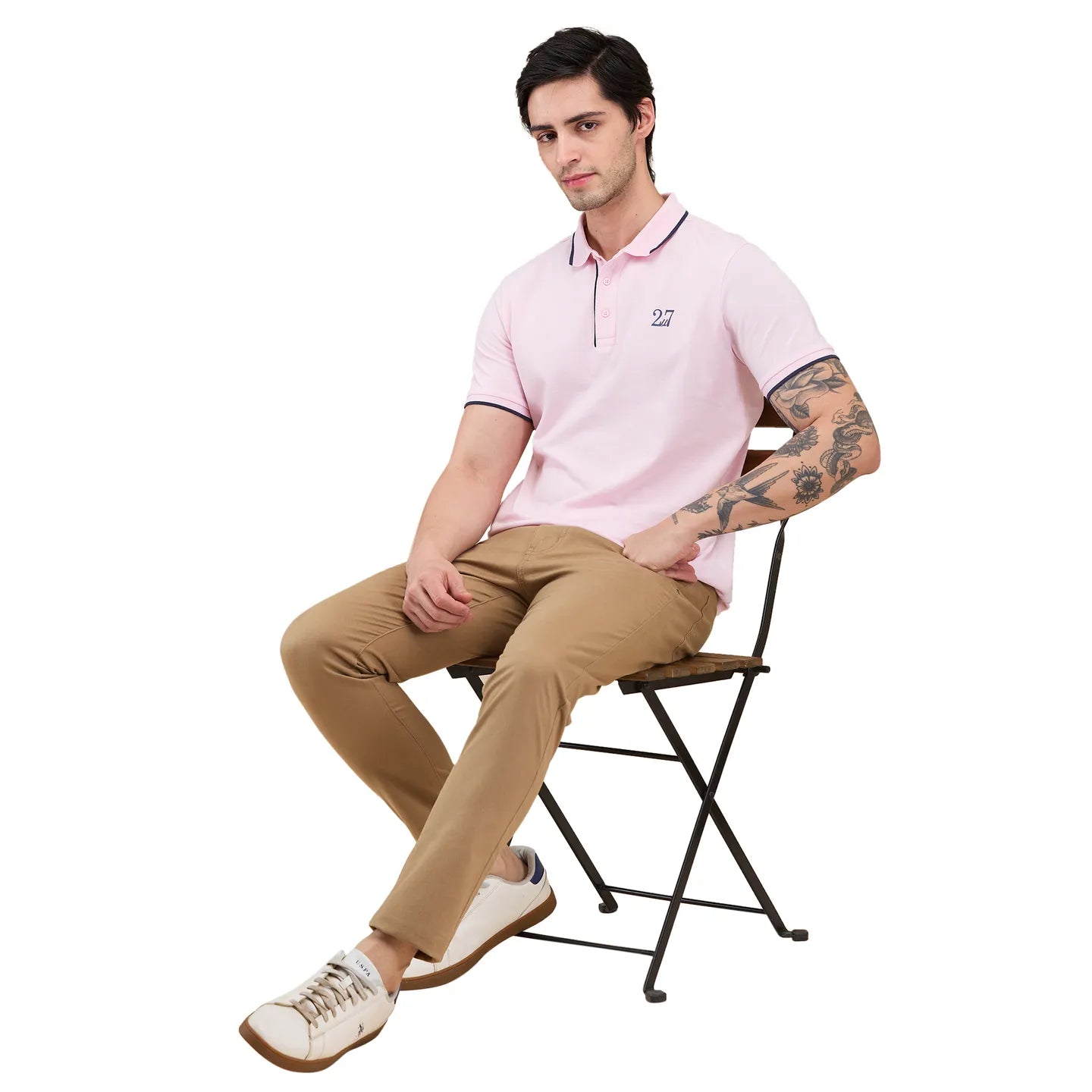 Khaki Cropped fit Men's Chinos by Being Human Clothing