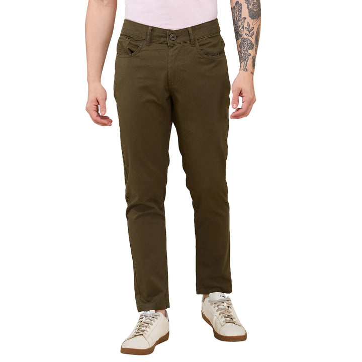 Olive Cropped Fit Chinos For Men By Being Human Clothing