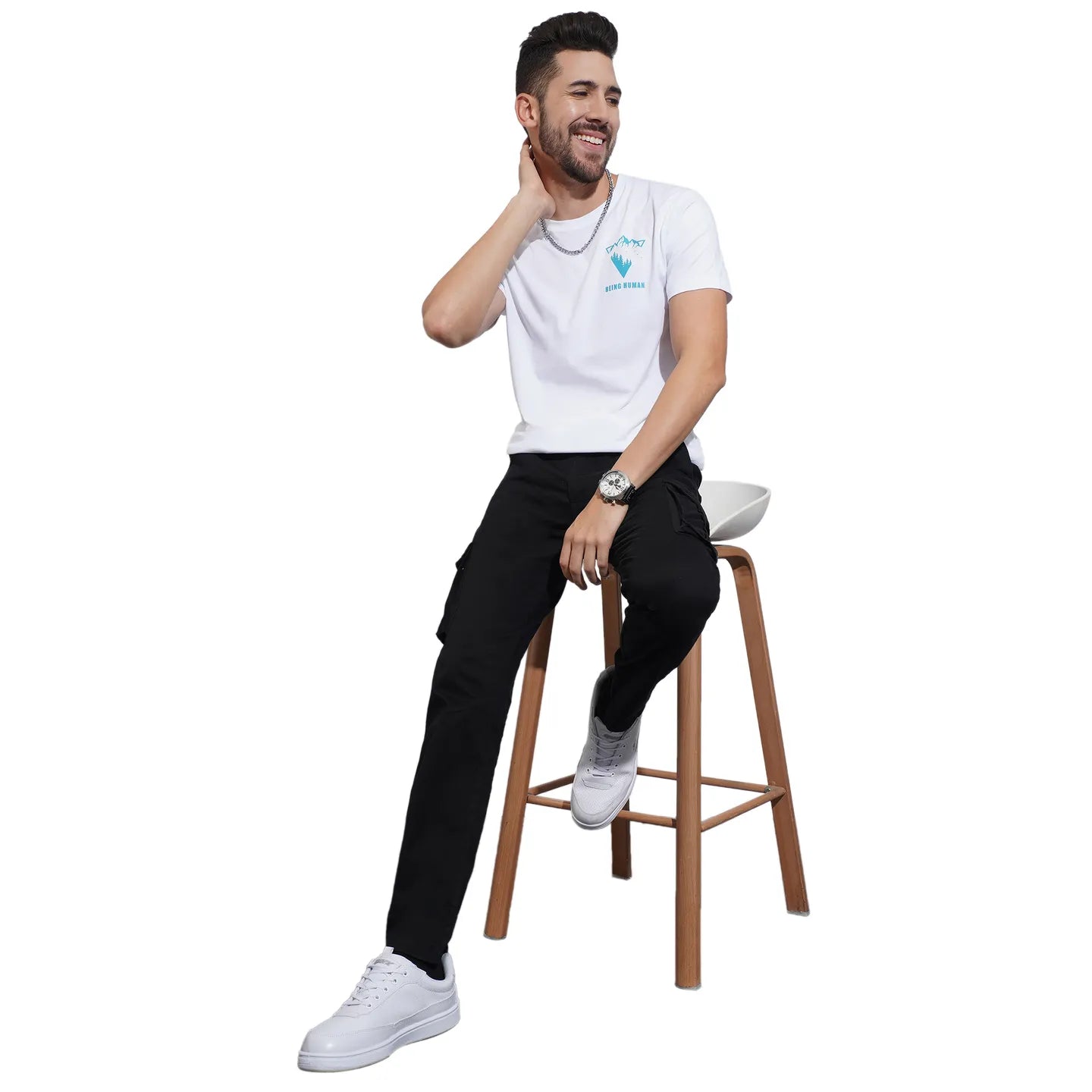 Being Human Clothing-Mens-Bottom-Cargo Black