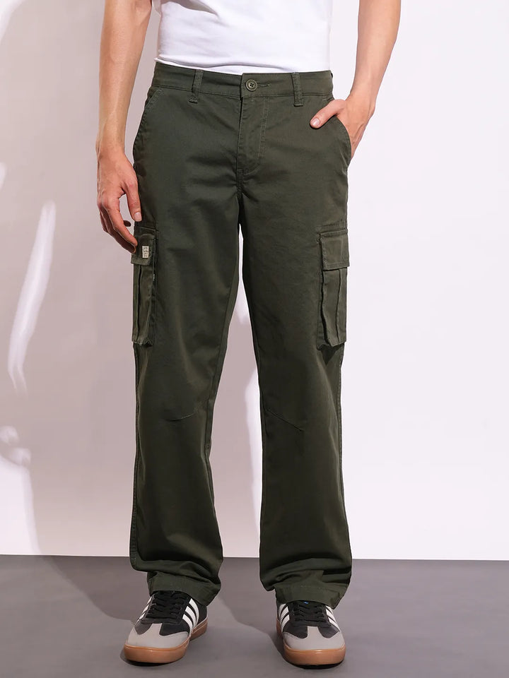 Grey Slim Fit Men's Cargos by Being Human Clothing