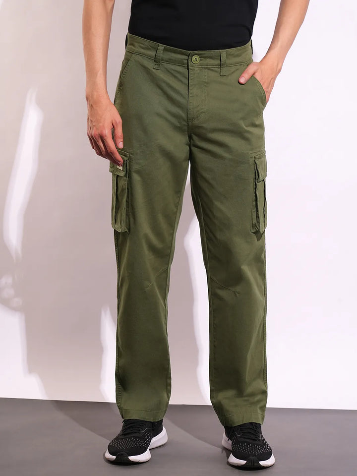 Olive Slim Fit Men's Cargos by Being Human Clothing