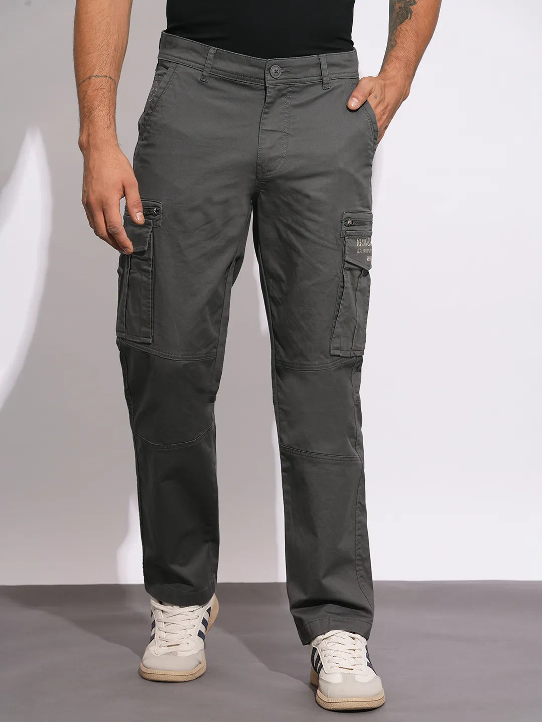 Being Human Clothing Mens-Bottom Cargo Dk.Charcoal