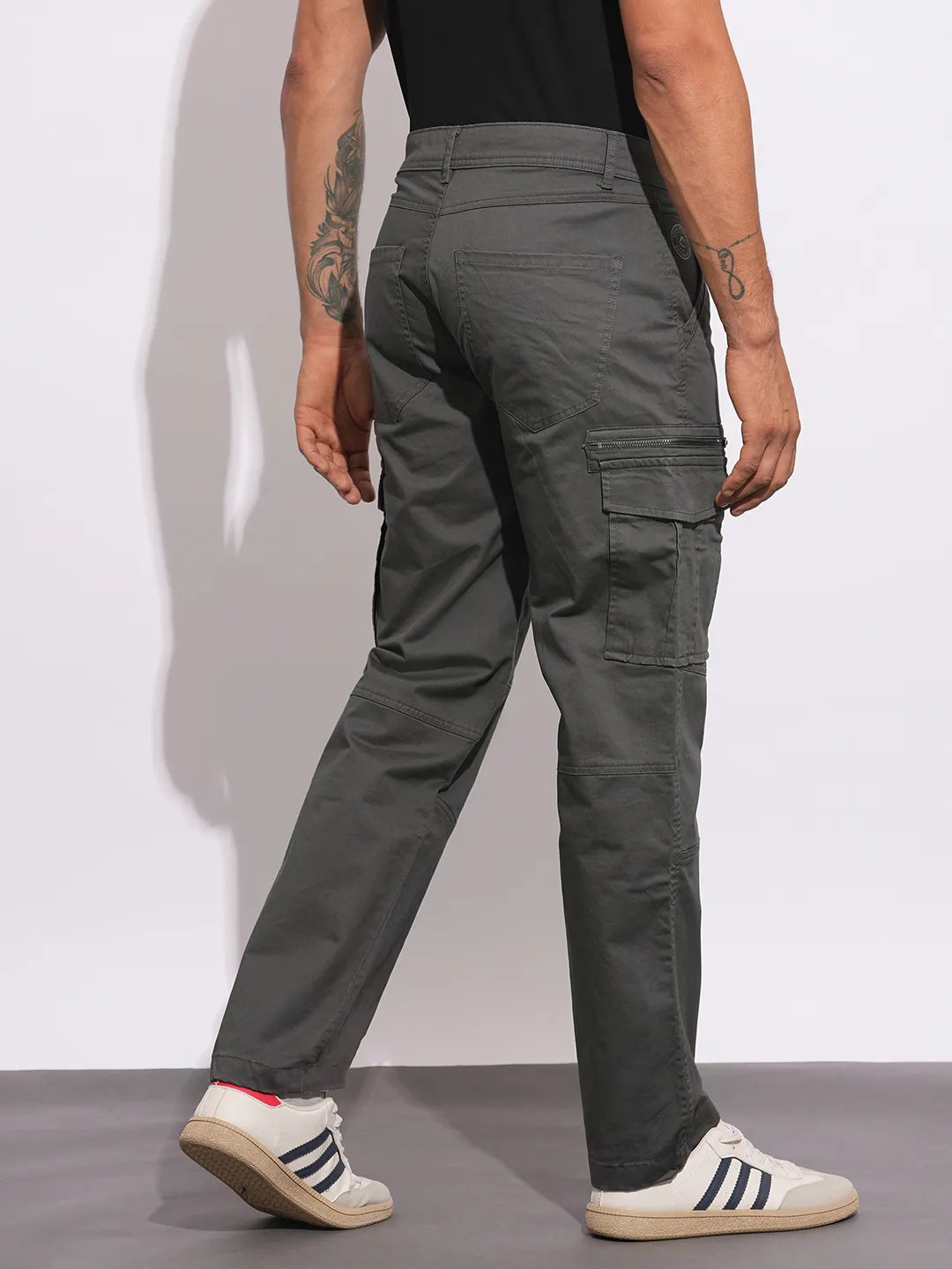 Being Human Clothing Mens-Bottom Cargo Dk.Charcoal