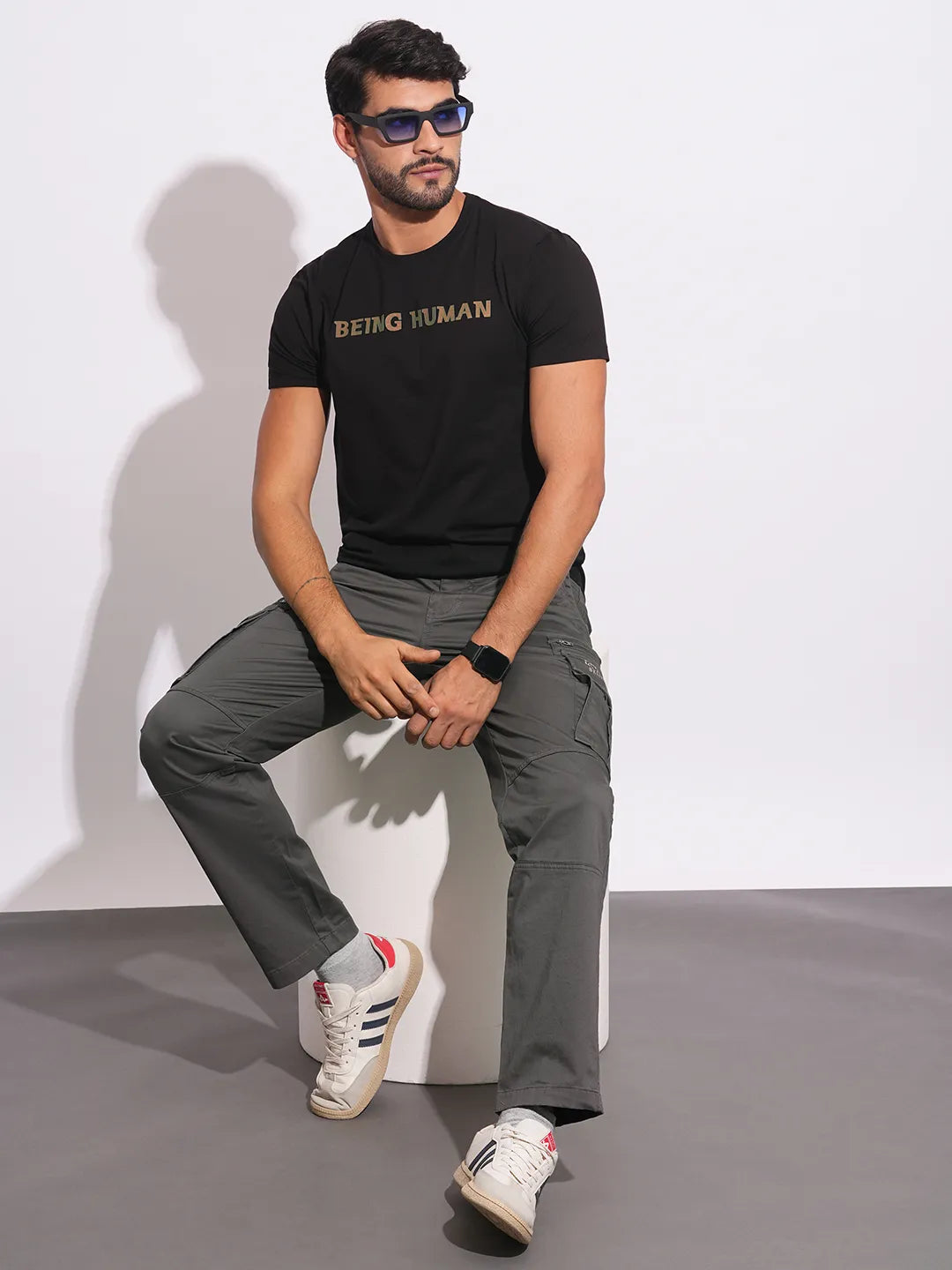 Being Human Clothing Mens-Bottom Cargo Dk.Charcoal