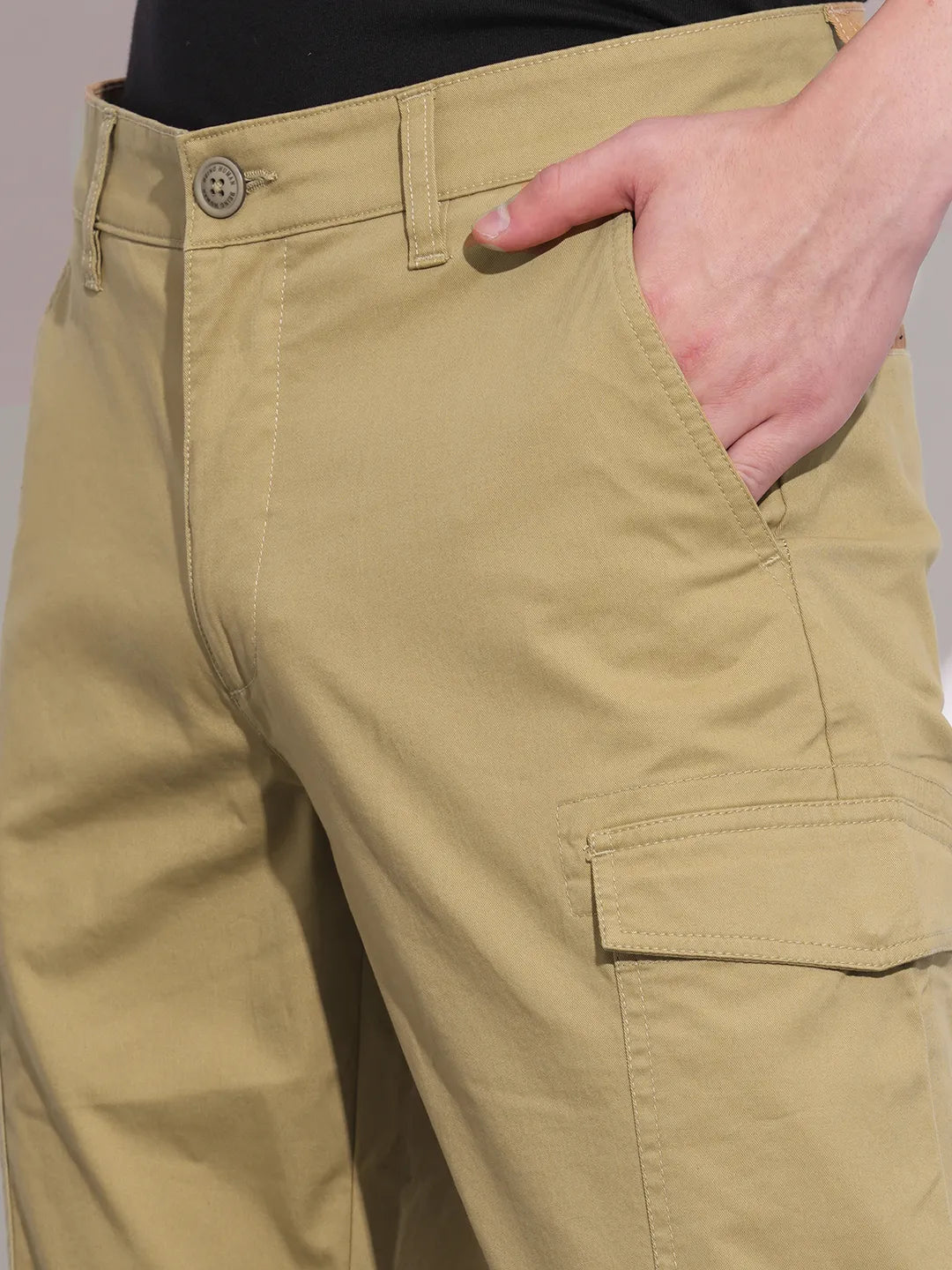 Being Human Clothing Mens-Bottom Cargo Dk.Khaki