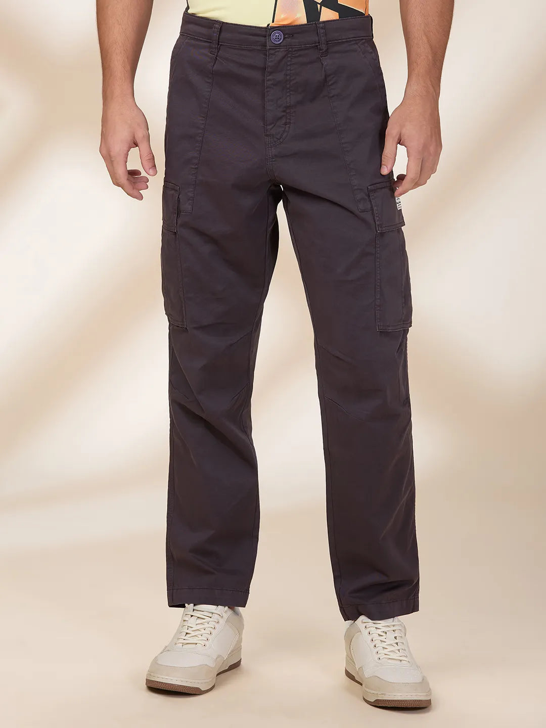Grey Slim Fit Cargos for Men By Being Human Clothing