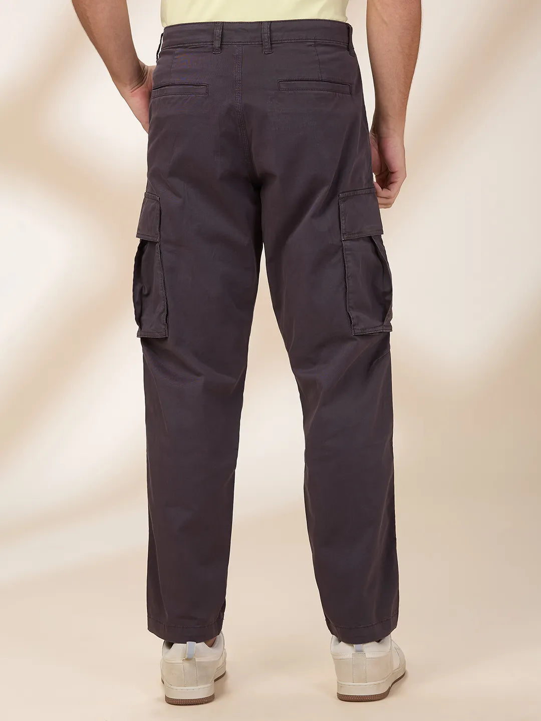 Grey Slim Fit Cargos for Men By Being Human Clothing