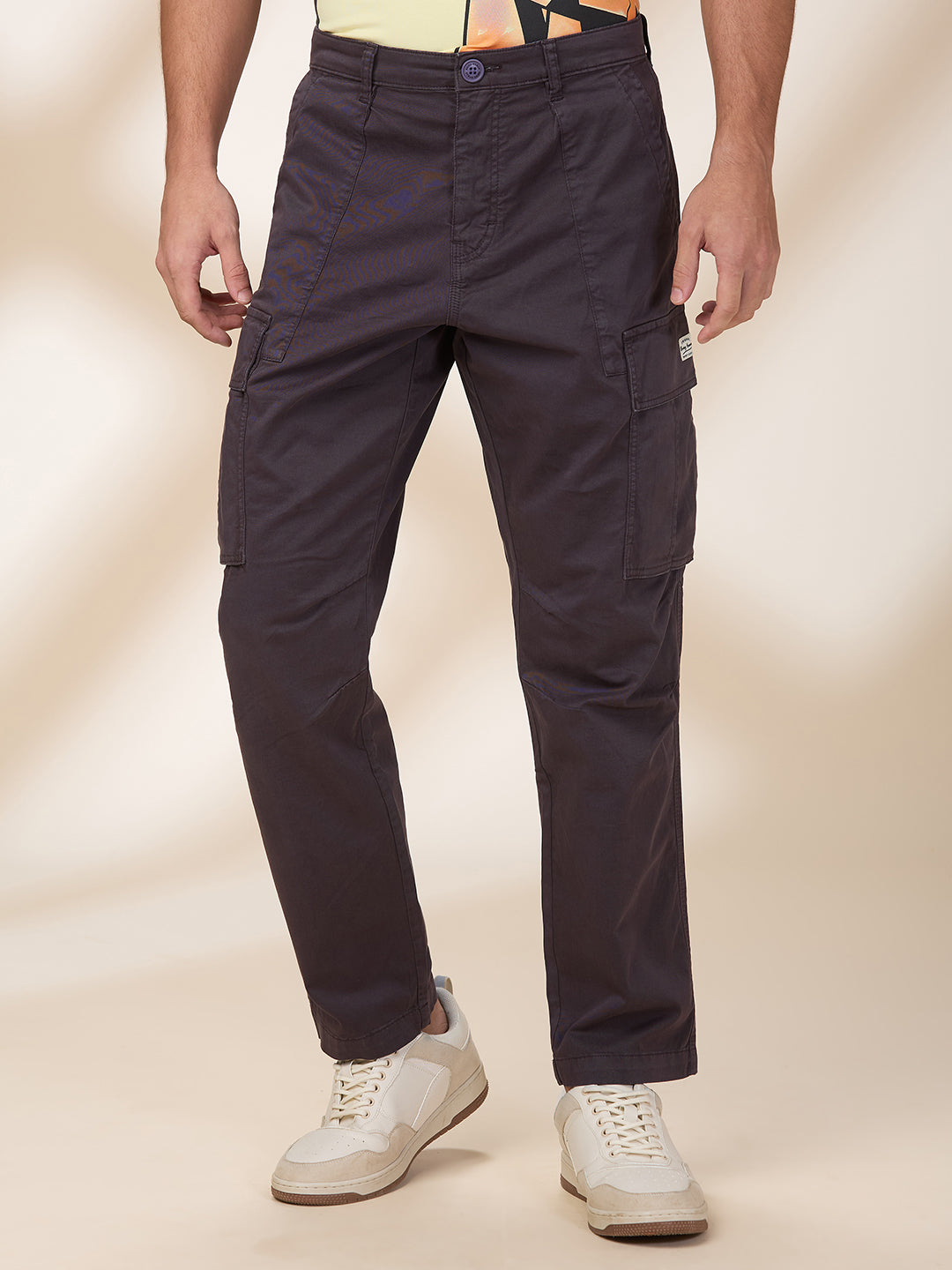 Grey Slim Fit Cargos for Men