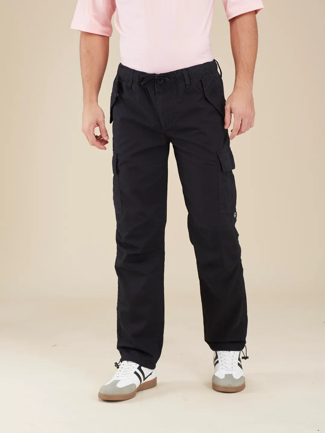 Black Loose Fit Cargos for Men By Being Human Clothing