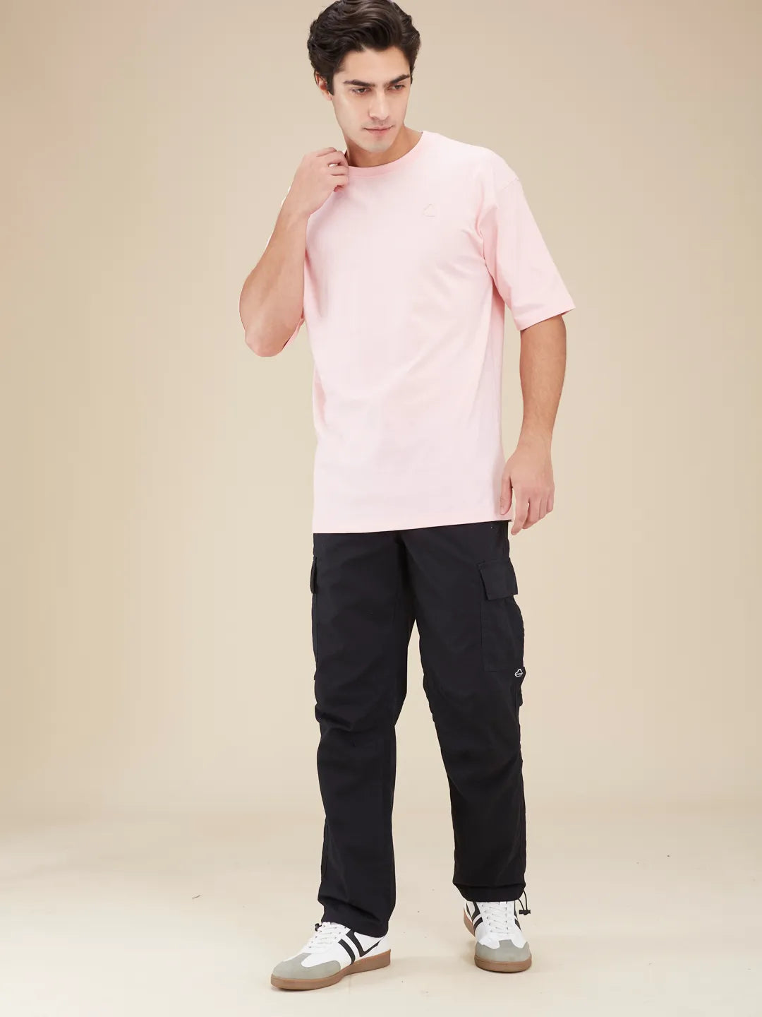 Black Loose Fit Cargos for Men By Being Human Clothing