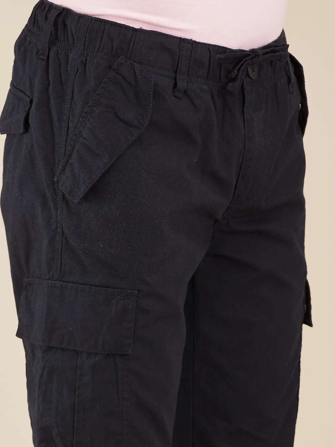 Black Loose Fit Cargos for Men By Being Human Clothing