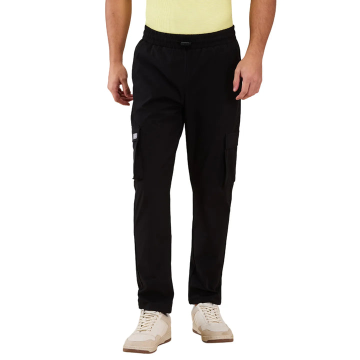 Black Loose Fit Men's Cargos by Being Human Clothing
