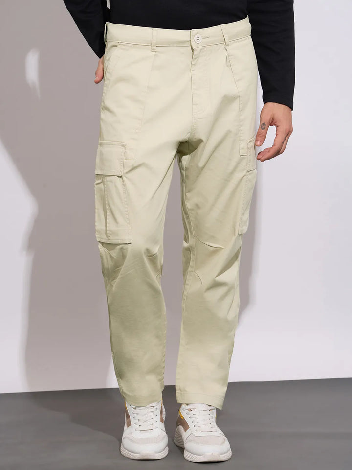 Khaki Regular Fit Cargos for Men By Being Human Clothing