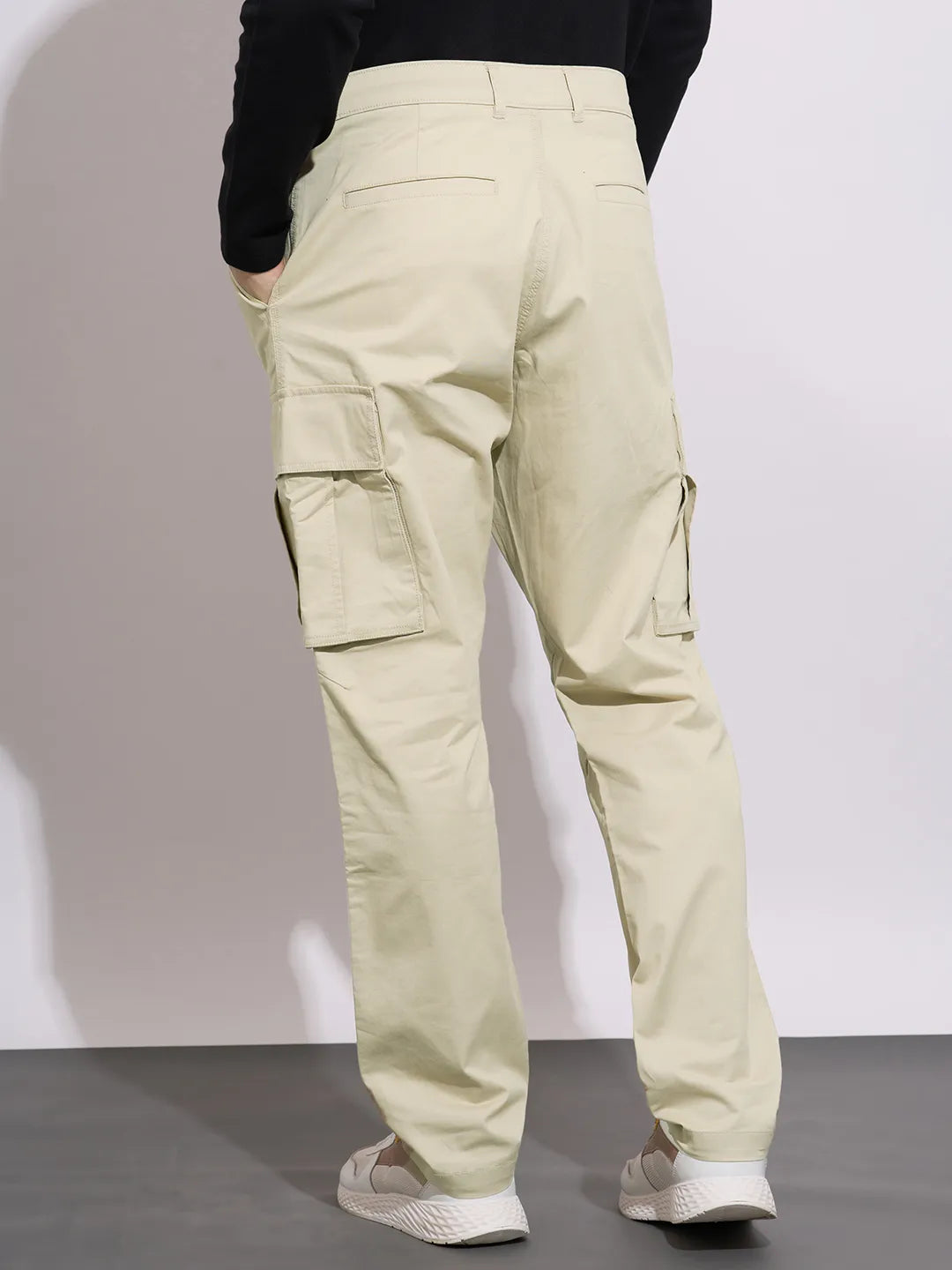 Being Human Men's Khaki Mid-Rise Slim Fit Cargos