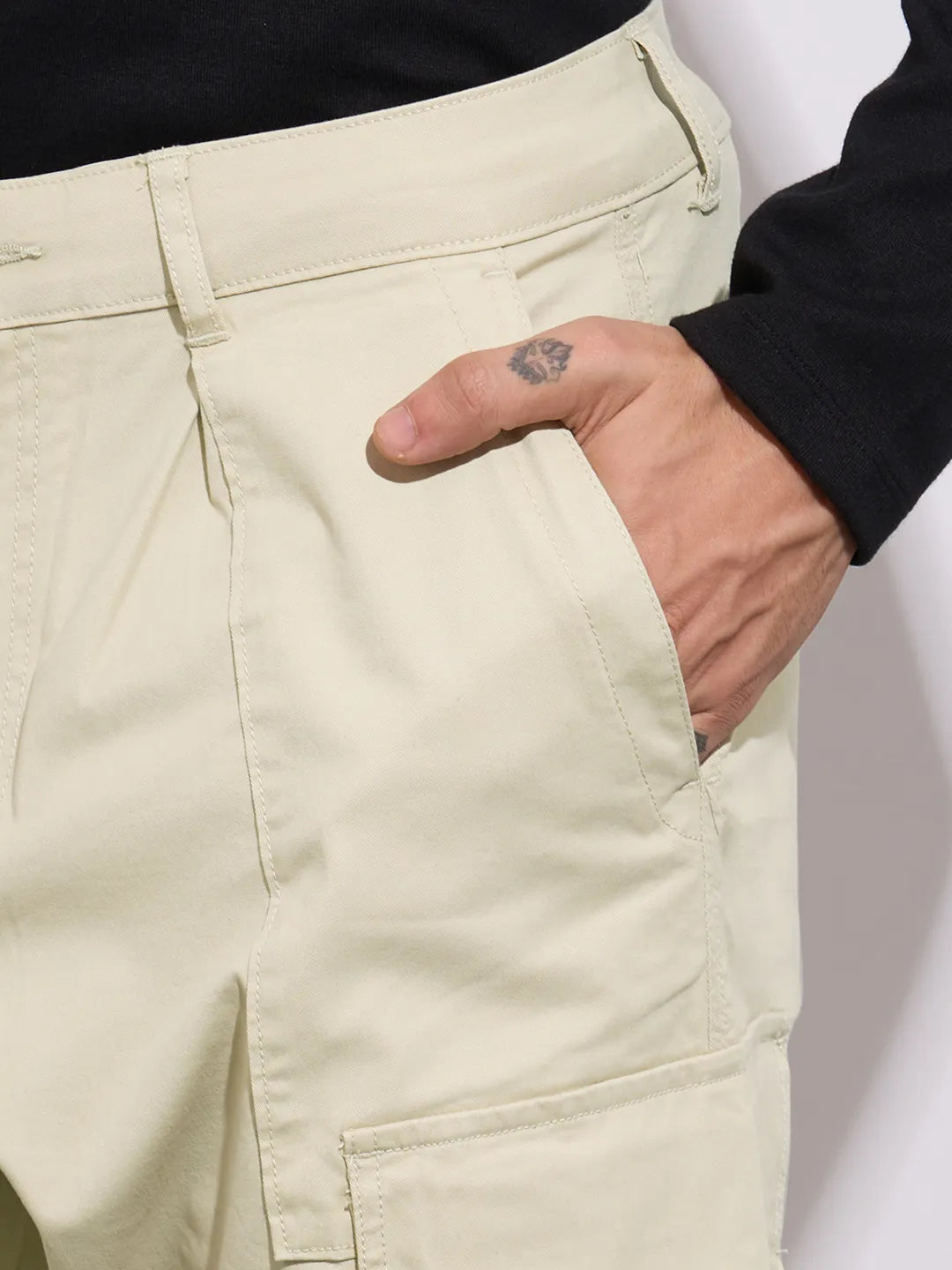 Being Human Men's Khaki Mid-Rise Slim Fit Cargos