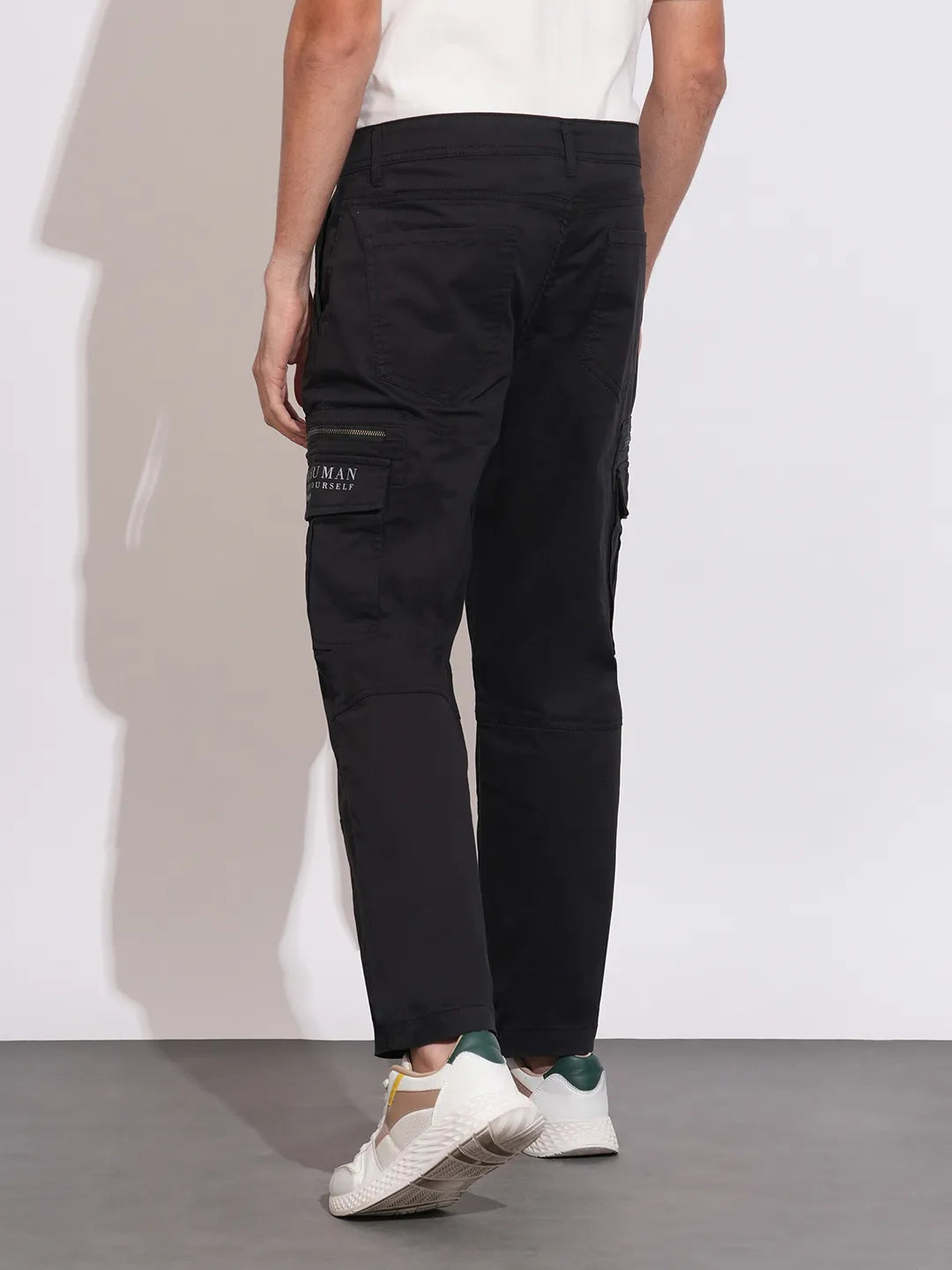 Being Human Black Slim Fit Cargos For Men