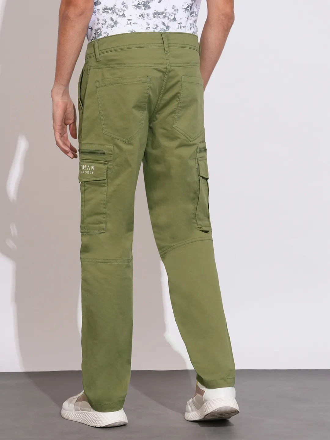 Being Human Green Slim Fit Cargos For Men