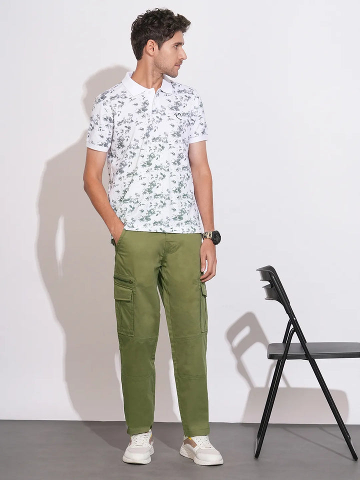 Green Slim Fit Cargos for Men