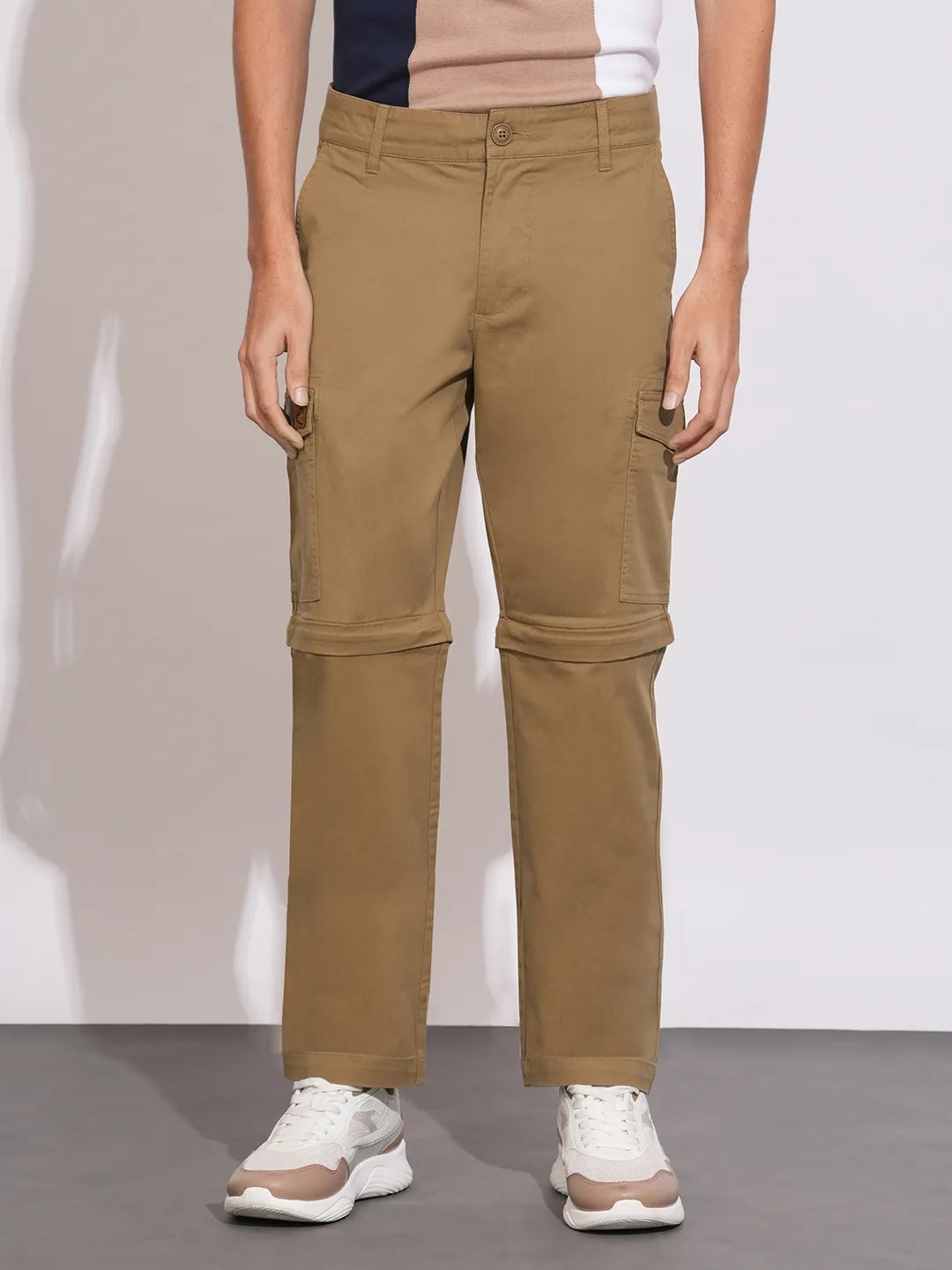 Being Human Brown Slim Fit Cargos For Men