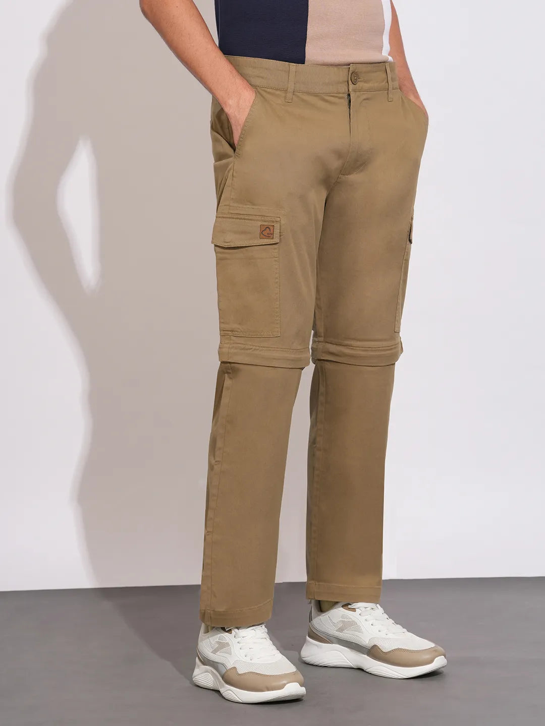 Being Human Brown Slim Fit Cargos For Men