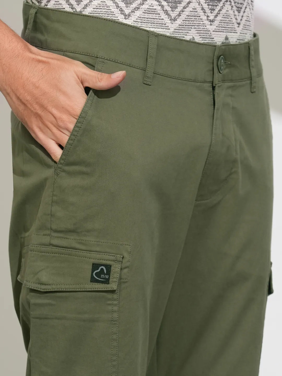 Being Human Olive Slim Fit Cargos For Men