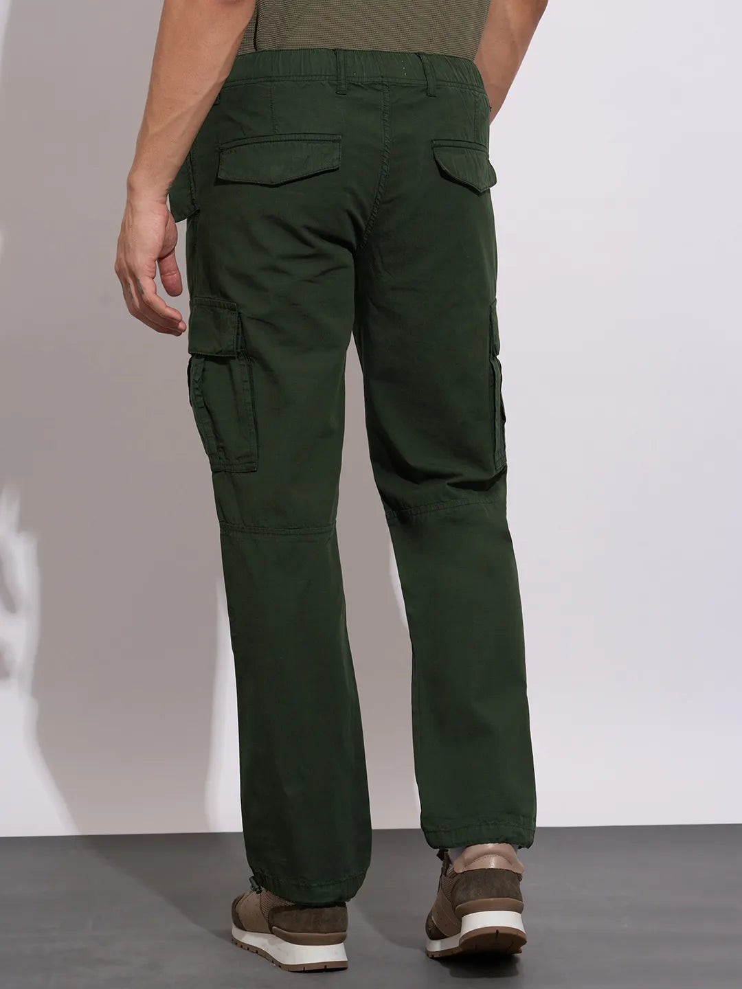 Being Human Men's Olive Loose Fit Mid-Rise Cargos