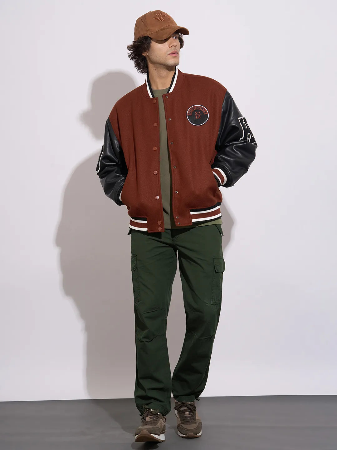 Being Human Men's Olive Loose Fit Mid-Rise Cargos