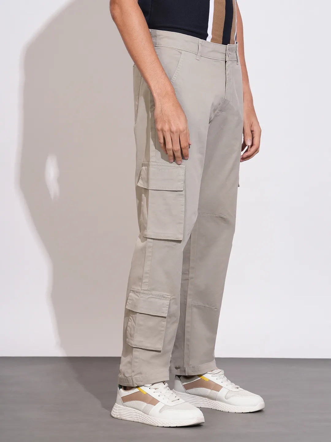 Being Human Grey Loose Fit Cargos For Men