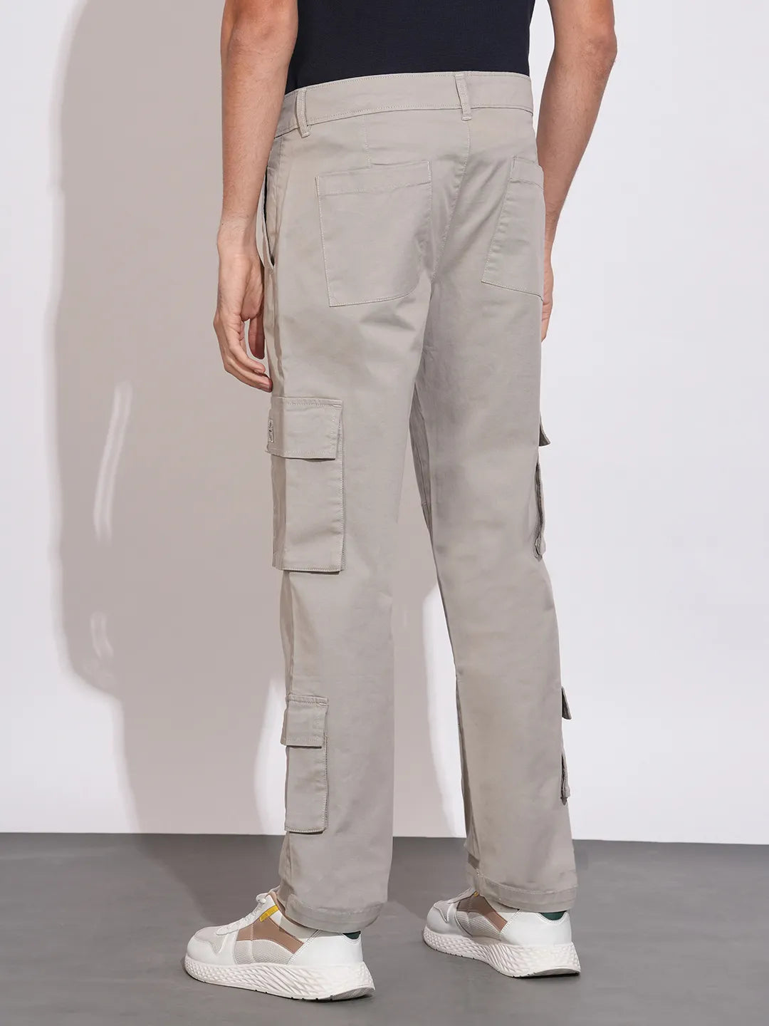 Being Human Grey Loose Fit Cargos For Men