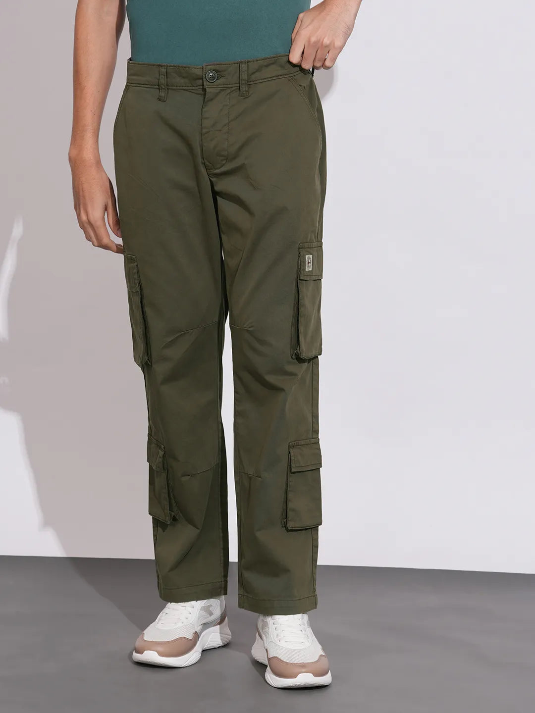 Being Human Olive Loose Fit Cargos For Men