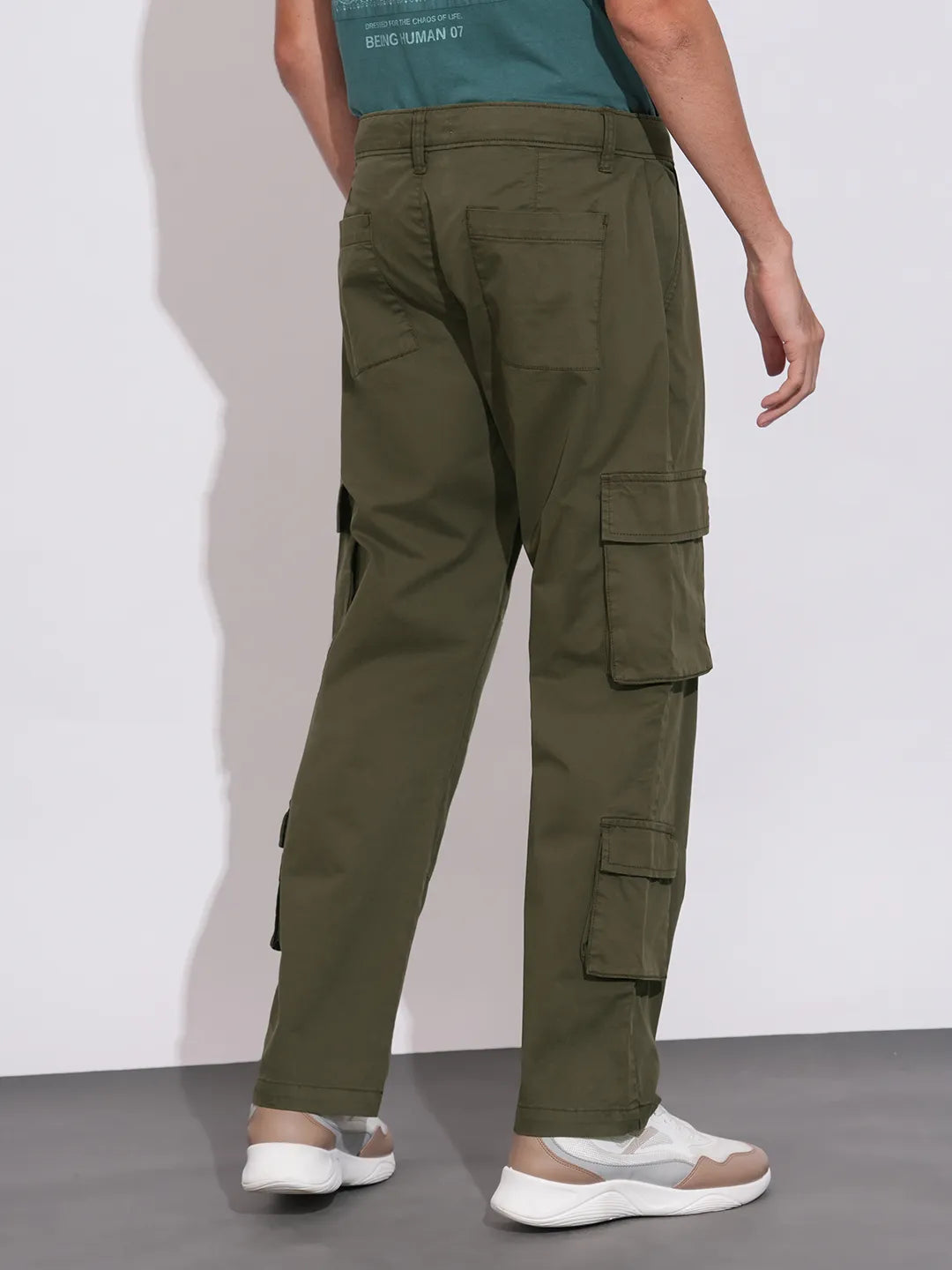 Being Human Olive Loose Fit Cargos For Men
