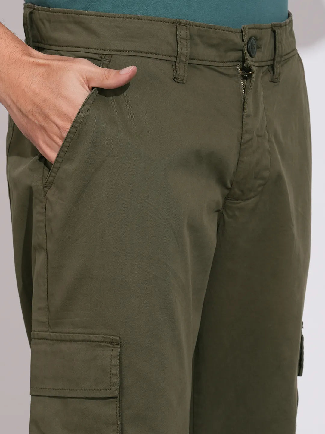 Being Human Olive Loose Fit Cargos For Men