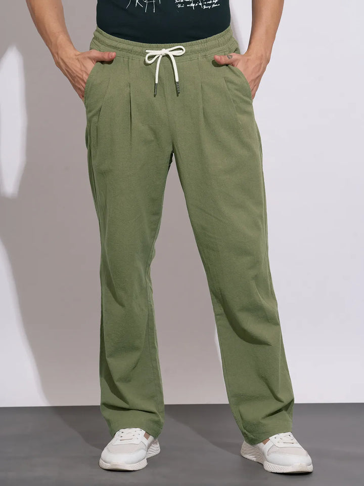 Olive Regular Fit Cargos for Men By Being Human Clothing