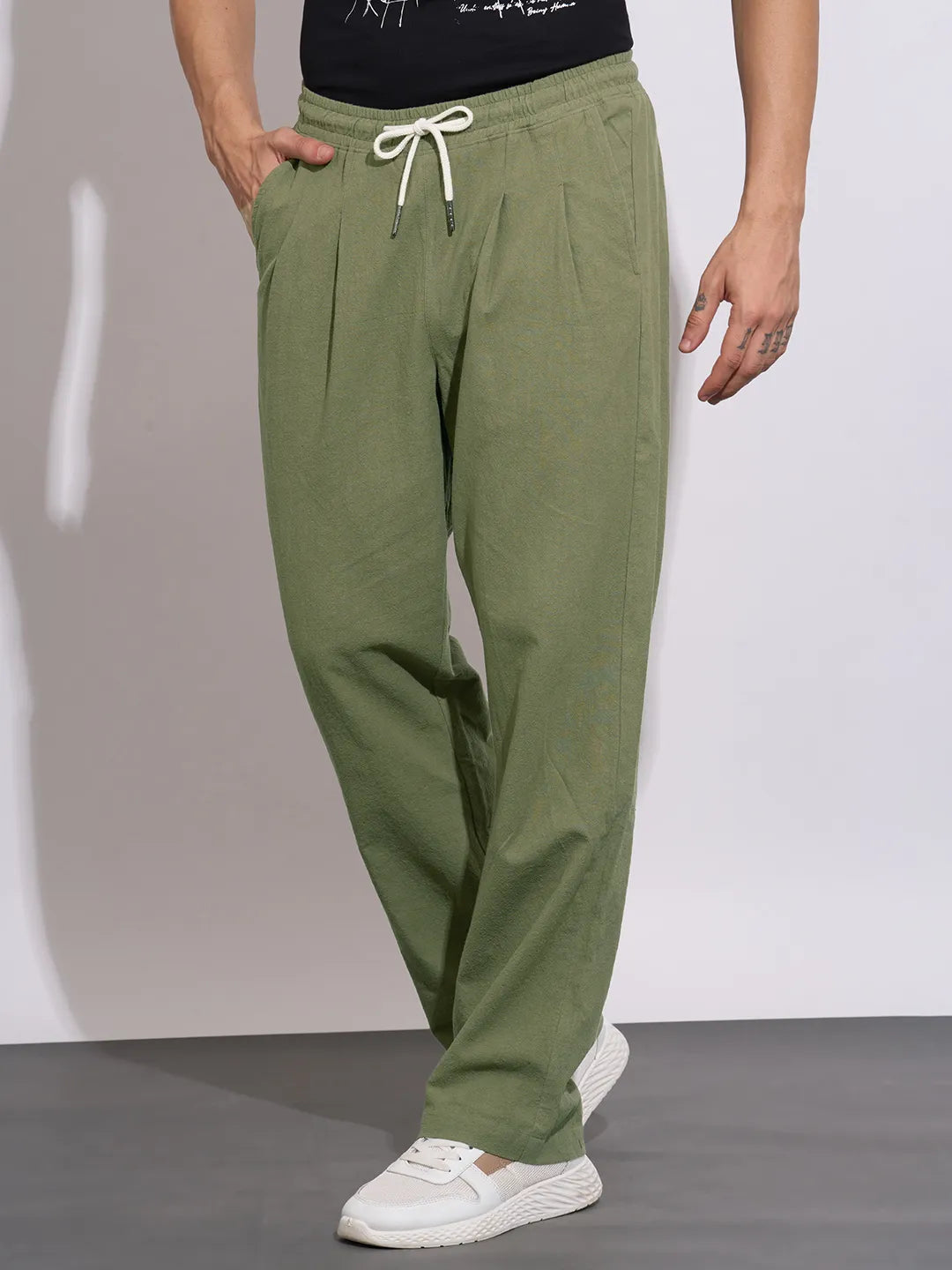 Olive Regular Fit Cargo For Men By Being Human Clothing