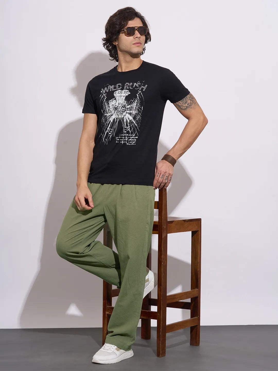 Olive Regular Fit Cargo For Men By Being Human Clothing
