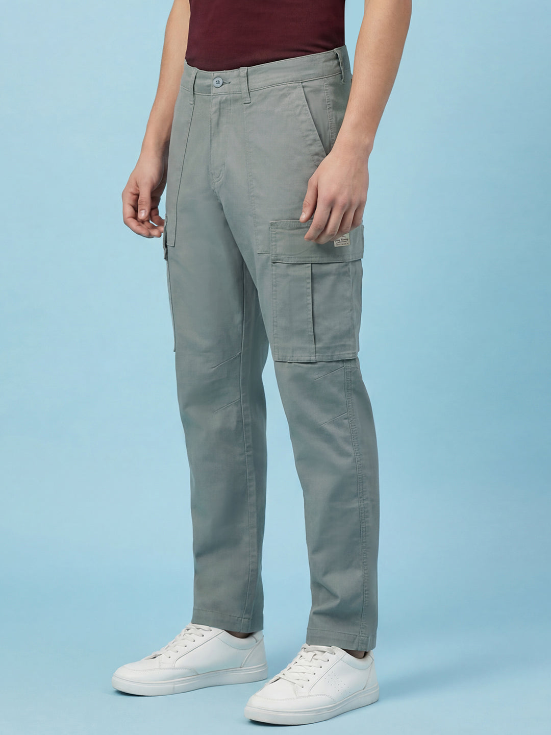 Grey Relax Fit Mid Rise Men's Cargo by Being Human Clothing